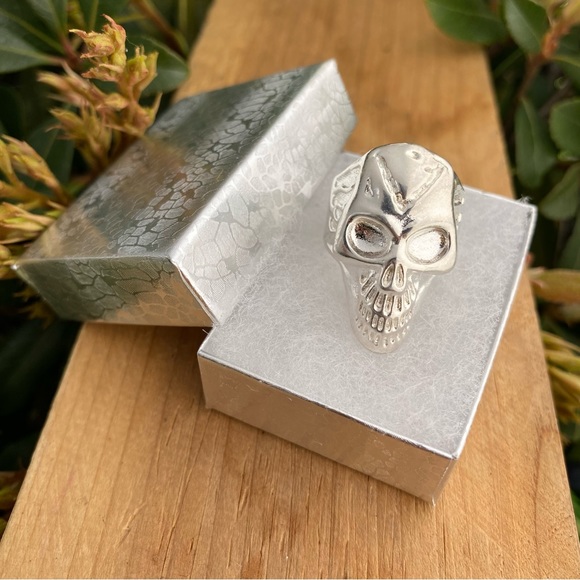 Solid 925 Sterling Silver Skull Men Ring from Mexico/ Calavera Plata Mexico - Picture 4 of 9